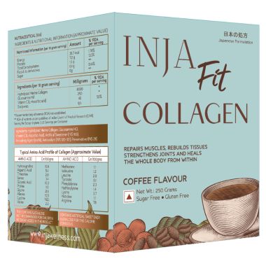 INJA Wellness: Fit Marine Collagen For Skin, Joints And Muscles - Coffee Flavour - 250gm