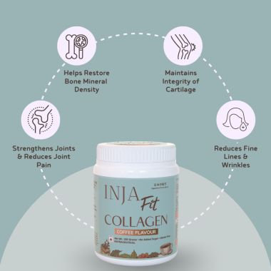 INJA Wellness: Fit Marine Collagen For Skin, Joints And Muscles - Coffee Flavour - 250gm