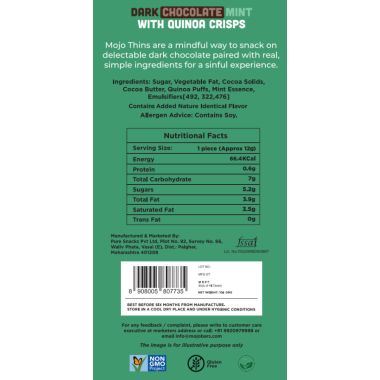 MOJO BAR: Dark Chocolate Mint with Quinoa Crisps - Pack of 1