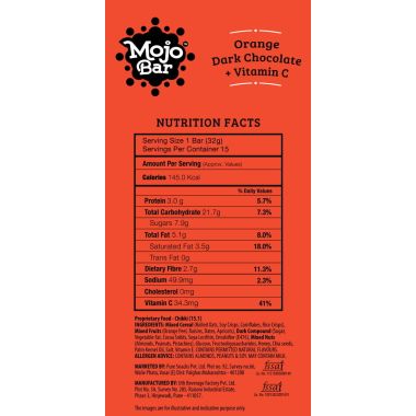 MOJO BAR: Orange Dark Chocolate + Vitamin C - Pack of 15