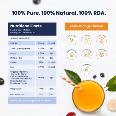 Wellbeing Nutrition: Organic Vitamin C + Zinc  - 16 Tabs