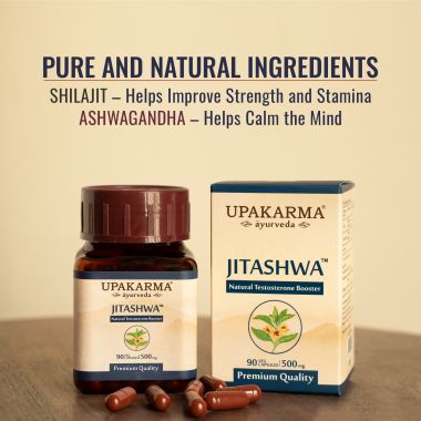 UPAKARMA: Ayurveda Pure Shilajit and Ashwagandha Extract Capsules - Natural Testosterone Booster 500mg - 90 Veggie Capsules