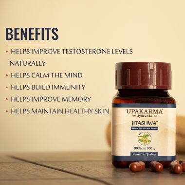 UPAKARMA: Ayurveda Pure Shilajit and Ashwagandha Extract Capsules - Natural Testosterone Booster 500mg - 90 Veggie Capsules