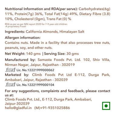 Gladful: Roasted Salted Almonds - Pack of 2 (140gm each)