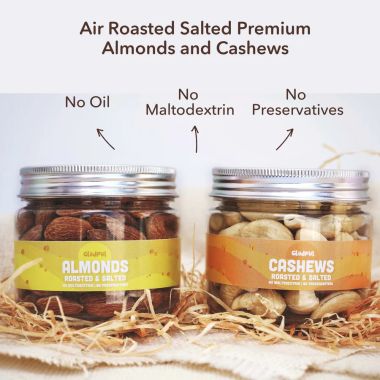 Gladful: Roasted Salted Almonds & Cashews - Pack of 2 (130gm each)