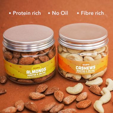 Gladful: Roasted Salted Almonds & Cashews - Pack of 2 (130gm each)