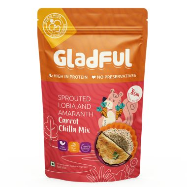 Gladful: Sprouted Moong & Amaranth Carrot Cheela-Dosa Mix - Pack of 2 (200gm)