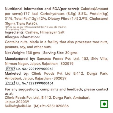 Gladful: Roasted Salted Cashews - Pack of 2 (130gm each)