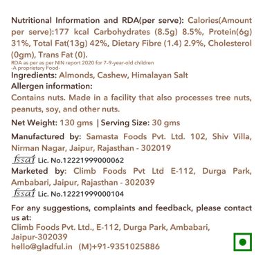 Gladful: Roasted Salted Almonds & Cashews - Pack of 2 (130gm each)