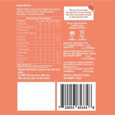 Gladful: Date Nut Squares - Cocoa and Peanut - Pack of 8 (20gm each)