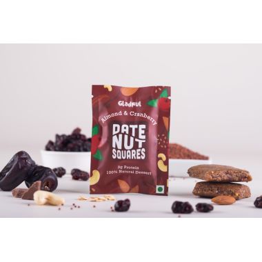 Gladful: Date Nut Squares - Almond and Cranberry - Pack of 8 (20gm each)