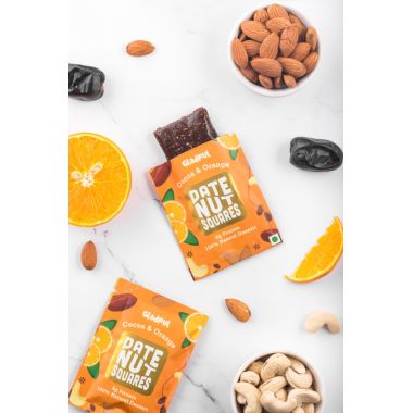 Gladful: Date Nut Squares - Cocoa and Orange - Pack of 8 (20gm each)