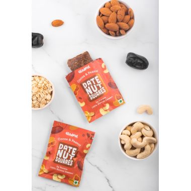 Gladful: Date Nut Squares - Cocoa and Peanut - Pack of 8 (20gm each)