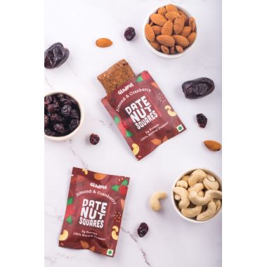 Gladful: Date Nut Squares - Almond and Cranberry - Pack of 8 (20gm each)