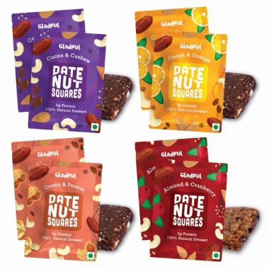 Gladful: Date Nut Squares - Assorted - Pack of 8 (20gm each)