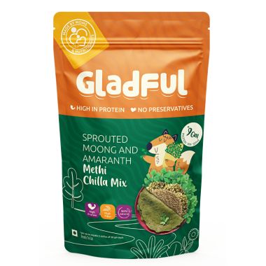 Gladful: Sprouted Moong, Amaranth & Lobia Cheela Dosa Mix (Pack of 2 - Carrot & Methi)