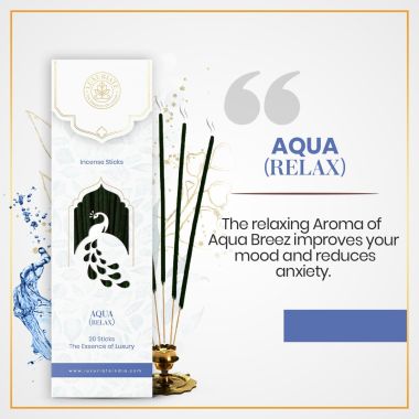Luxuriate : Aqua Breeze Organic,Natural and Non-Toxic Incense Sticks- Contains 20 Incense Sticks
