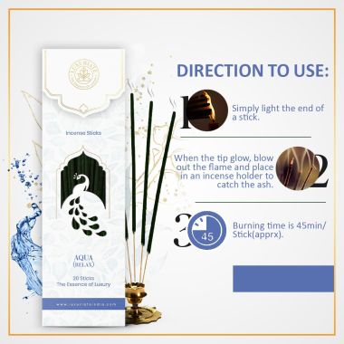 Luxuriate : Aqua Breeze Organic,Natural and Non-Toxic Incense Sticks- Contains 20 Incense Sticks