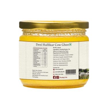 KUDEJ: Desi Hallikar Cow A2 Ghee - 250ml