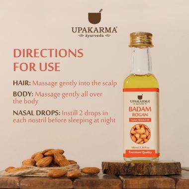 UPAKARMA: Cold Pressed Sweet Almond Rogan Oil - 100ml