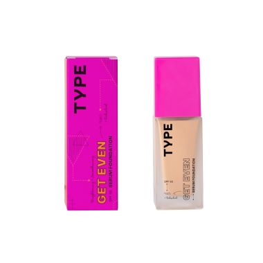 Type Beauty: Get Even, Serum Foundation, For Dark Spots & Dullness Spf 50, Pa++++ - Cookie - 30Ml