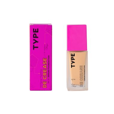 Type Beauty: De Crease Serum Foundation For Fine Lines & Wrinkles Spf 50, Pa ++++ - Chai - 30Ml