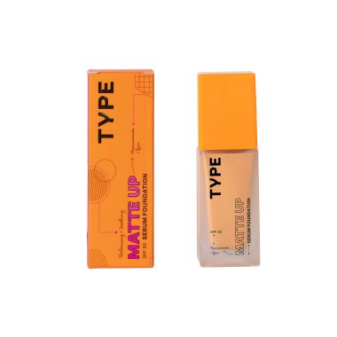 Type Beauty: Matte Up Serum Foundation For Oily & Acne Prone Skin Spf 50, Pa++++ - Pecan - 30Ml