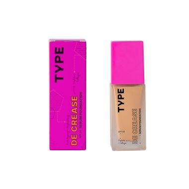 Type Beauty: De Crease Serum Foundation For Fine Lines & Wrinkles Spf 50, Pa ++++ - Toffee - 30Ml