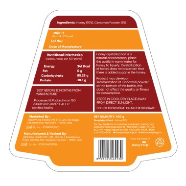 Honey Twigs: Cinnamon Infused Honey - 400gm