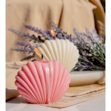 The Umbrella Store: Pink sea shell candle - 150gm