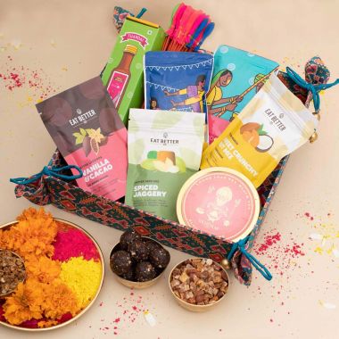 Eat Better: Holi Celebration Hamper - Organic Gulaal, Thandai, Dry-Fruits and more
