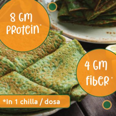 Gladful: Spinach Protein Sprouted lentils & millets Instant Chilla  Dosa Mix - 200 gm (Pack of 2)