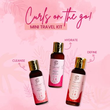 Curl Cure: Travel Kit - Shampoo , Deep Conditioner & Curl Cream- 50gm