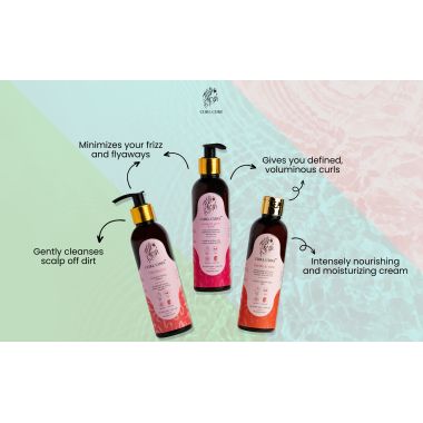 Curl Cure: 3 Step Curl Routine - Shampoo, Deep Conditioner & Curl Cream - 200ml each