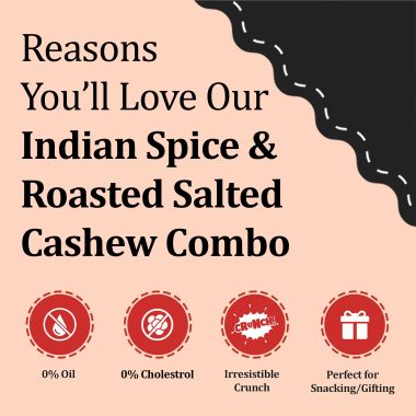 The Daily Nut Co.: Indian Spice Cashew And Roasted Salted Cashew - Pack of 2 - 250gm each