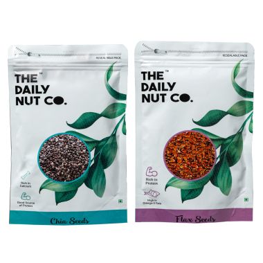 The Daily Nut Co.: Premium Flax And Chia Seeds Combo - Pack of 2 - 250gm each
