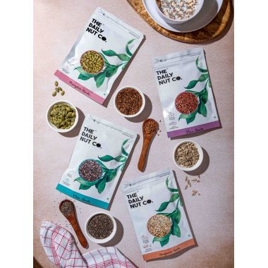 The Daily Nut Co.: Sunflower, Flax, Chia, Pumpkin Seeds Combo - Pack of 4 - 250gm each