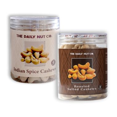 The Daily Nut Co.: Indian Spice Cashew And Roasted Salted Cashew - Pack of 2 - 250gm each