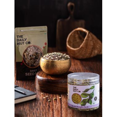 The Daily Nut Co.: Daily Seed Mix And Roasted Pumpkin Seeds Combo - Pack of 2 - 250gm each
