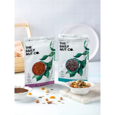 The Daily Nut Co.: Premium Flax And Chia Seeds Combo - Pack of 2 - 250gm each