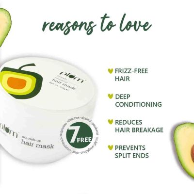 Plum: Plum Avocado Nourish-Up Hair Mask | For Frizz-Free Hair | Contains Avocado Oil, Argan Oil & Shea Butter | Hair Spa Treatment For Smooth Hair | 100% Vegan | 250gm (250 g)