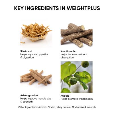 Dr Vaidya's: Weight Plus with 6 Superherbs for Healthy Weight Gain - 500gm