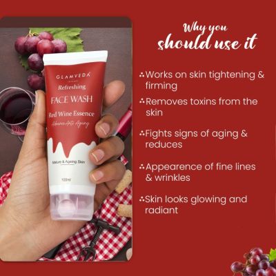 Glamveda: Red Wine Advance Anti Ageing Face Wash - 100ml