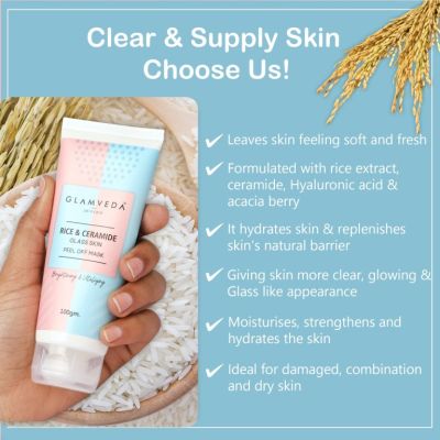 Glamveda: Rice & Ceramide Korean Glass Skin Peel off Mask - 100gm