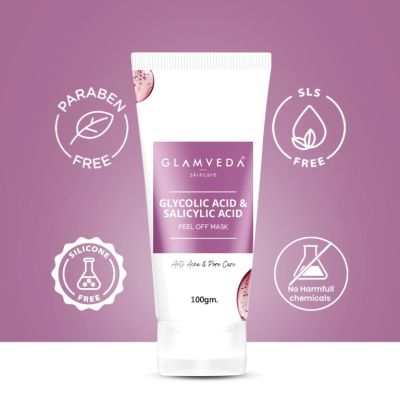 Glamveda: Glycolic acid & Salicylic acid Anti Acne & Pore Care Peel off Mask - 100gm