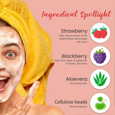 Glamveda: Strawberry Exfoliating Face Wash -Reduces tanning - 100ml