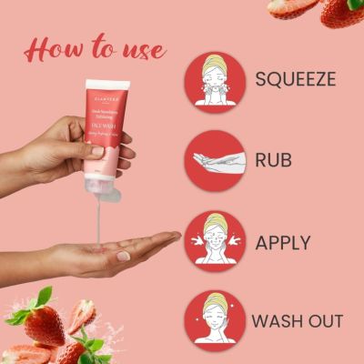 Glamveda: Strawberry Exfoliating Face Wash -Reduces tanning - 100ml