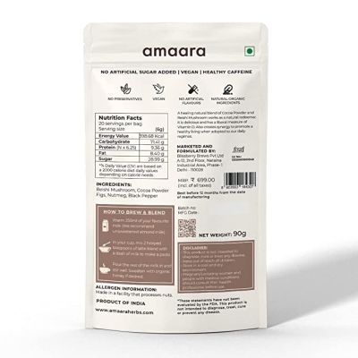 Amaara Herbs: Cocoa Mushroom Latte Herb Mix - 90gm