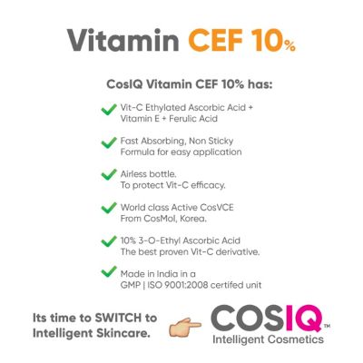 COSIQ: Vitamin CEF-10% Glow Boost Face Serum - 30ml