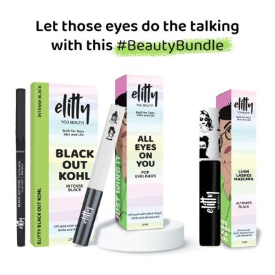 Elitty Beauty: Eye Gotta Feeling (Eyeliner, Kajal, Mascara) - Ultimate Black Combo